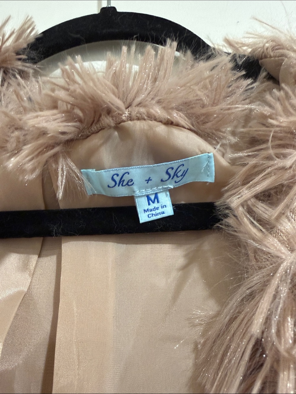 She + Sky Dusty Taupe Faux-Fur Fringe Jacket - Picture 2 of 2